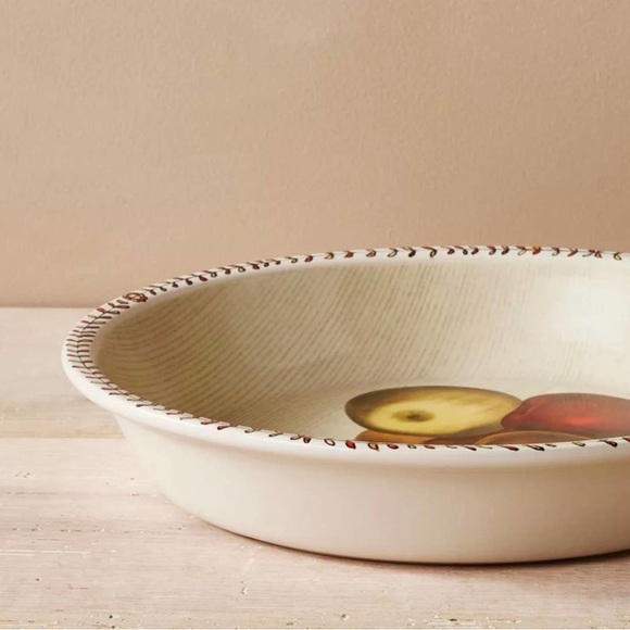 JOHN DERIAN NWT Fall apples stoneware pie dish -10” - Picture 3 of 4